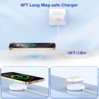 MagSafe Wireless Charger 15W - Apple MFi Certified, 6FT Fast Charging Pad