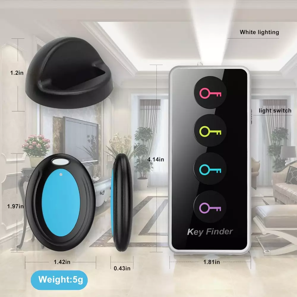 Wireless Key Finder with LED Light - Easy Tracker for Keys & Devices
