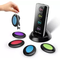 Localisateur de clés sans fil avec LED - 4 récepteurs et télécommande, idéal seniors, pour clés, téléphone, portefeuille, téléco