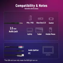 Casque Gaming Ozeino 7.1 PC, PS4/5, Xbox, Micro ANC, LED