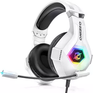 Ozeino 7.1 Surround Sound Gaming Headset with Noise Canceling Mic – White