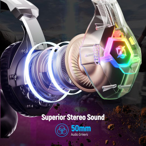 Ozeino 7.1 Surround Sound Gaming Headset with Noise Canceling Mic – White