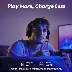 NUBWO Wireless Gaming Headset Blue - 100H Battery, Zero Interference