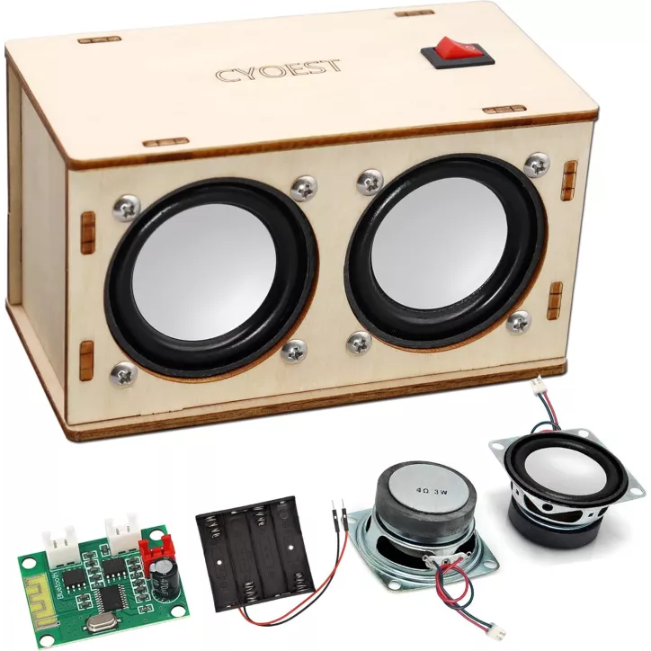Kit DIY STEM : Construisez votre propre enceinte Bluetooth à double haut-parleur - Expérience électronique débutant, 10+ ans