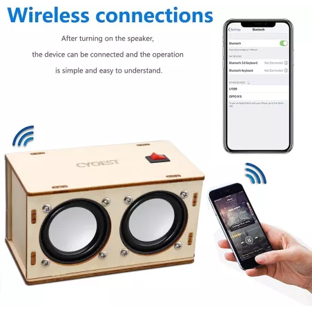 Kit DIY STEM : Construisez votre propre enceinte Bluetooth à double haut-parleur - Expérience électronique débutant, 10+ ans