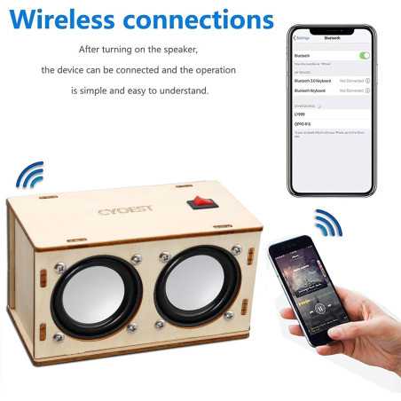 Kit DIY STEM : Construisez votre propre enceinte Bluetooth à double haut-parleur - Expérience électronique débutant, 10+ ans