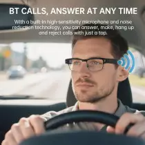 Smart Bluetooth Glasses with HD Camera, AI Voice, ANC Mic & UV Protection