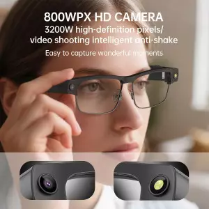 Smart Bluetooth Glasses with HD Camera, AI Voice, ANC Mic & UV Protection