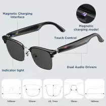 AI Smart Sunglasses with Translation, Bluetooth, Voice Control & UV400
