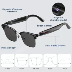 Lunettes AI Intelligentes UV400 Bluetooth & Traduction 110+ langues