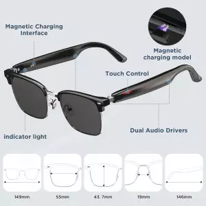 AI Smart Sunglasses with Translation, Bluetooth, Voice Control & UV400