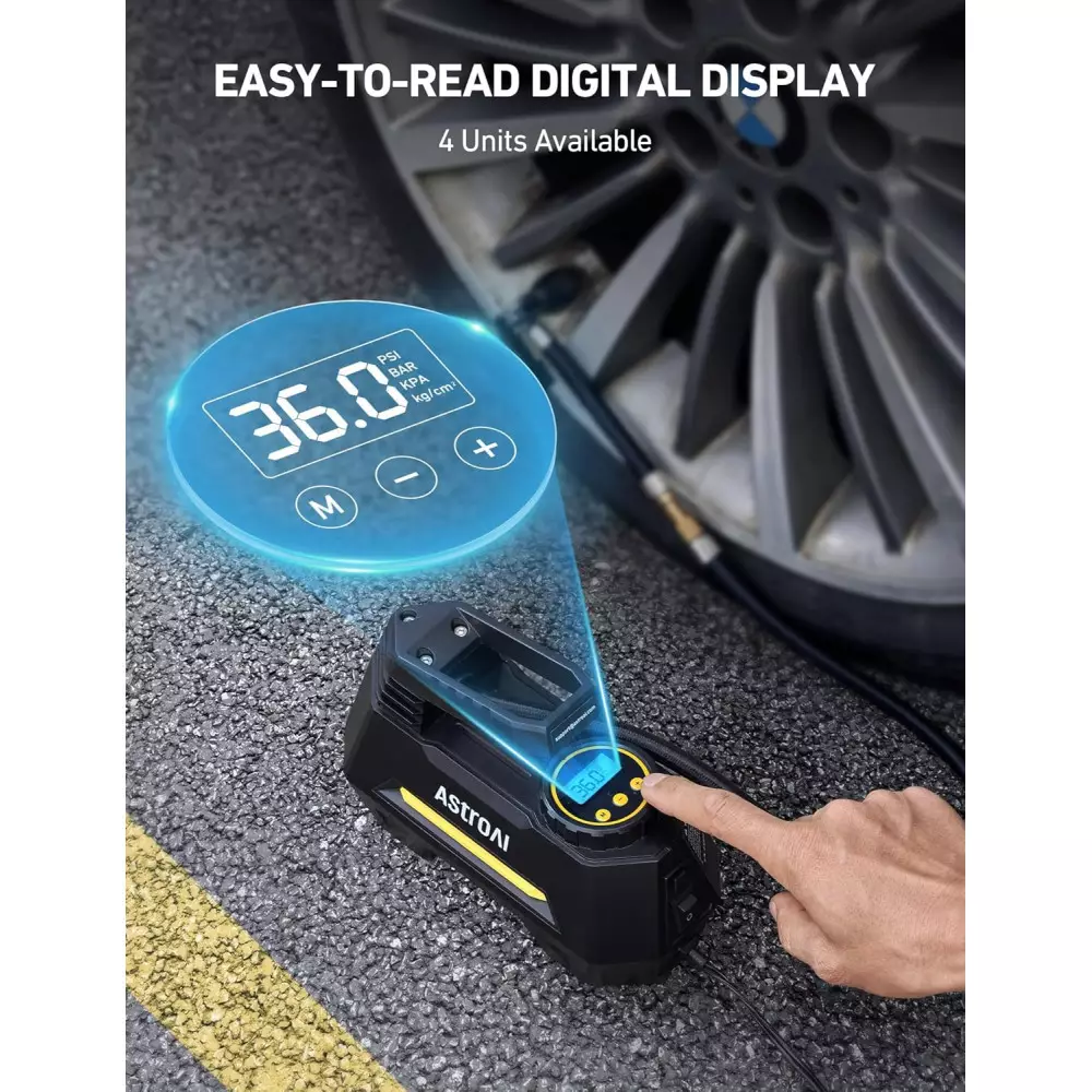 Compresseur d’air portable AstroAI 12V avec manomètre numérique