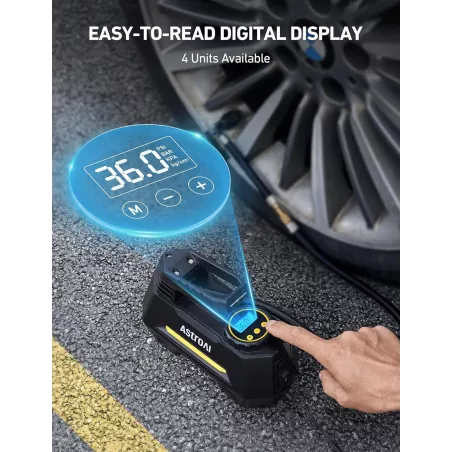 Compresseur d’air portable AstroAI 12V avec manomètre numérique