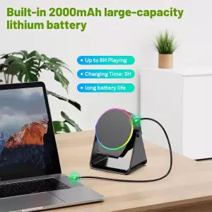 Wireless Induction Bluetooth Speaker & Phone Stand with RGB Light - Black