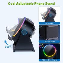 Wireless Induction Bluetooth Speaker & Phone Stand with RGB Light - Black