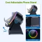 Enceinte Bluetooth Sans Fil avec Support Téléphone Ajustable 360°, Lumière RGB, Son Stéréo - Noir