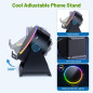 Wireless Induction Bluetooth Speaker & 360° Adjustable Phone Stand with RGB Light for iPhone/Android - Black
