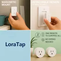 LoraTap Mini Wireless Remote Outlet Plug Adapter 2 Pack with Remote