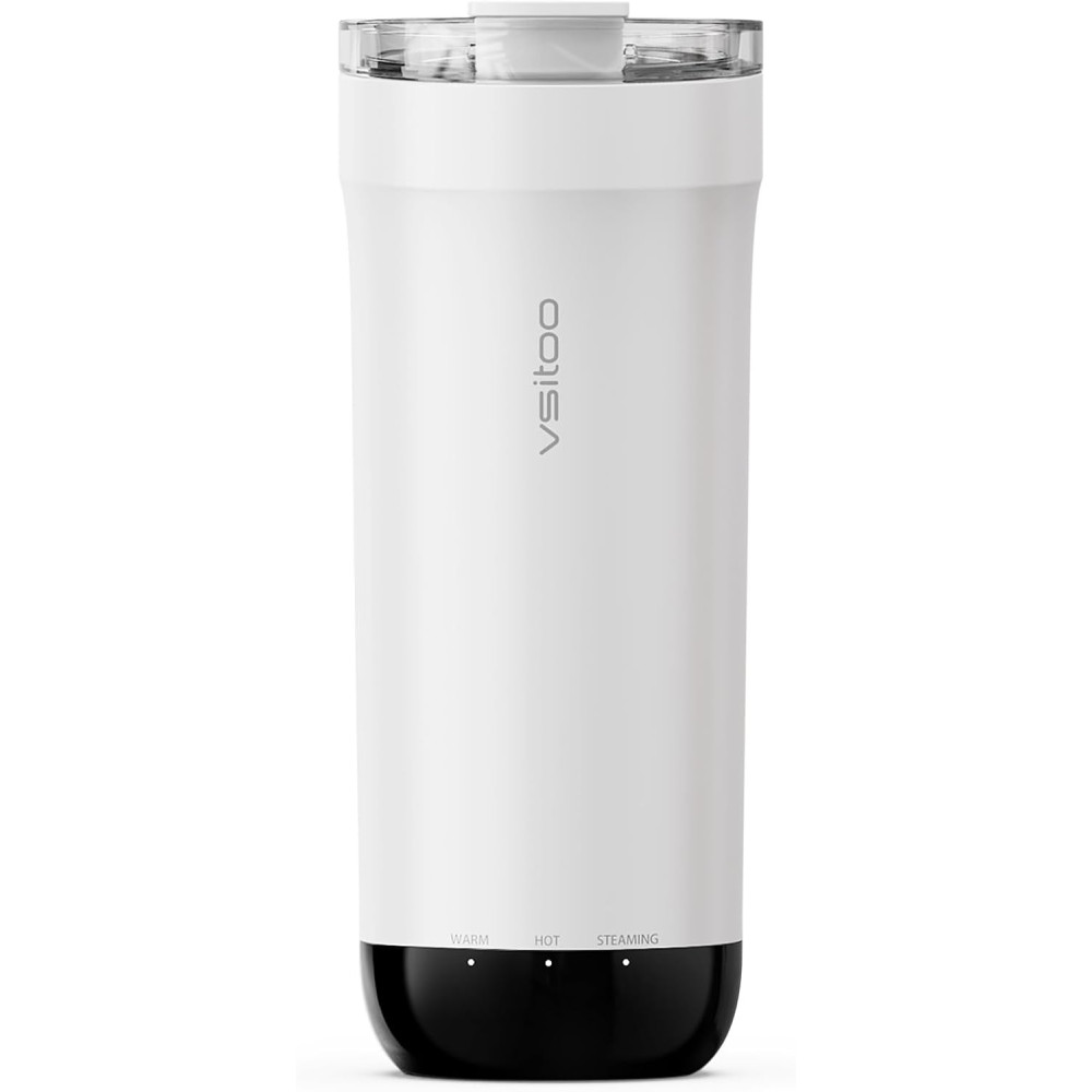 VSITOO S5 Heated Travel Mug 16oz Auto AI Temp Control 120-150°F White