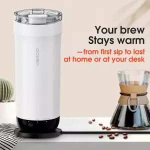 VSITOO S5 Heated Travel Mug 16oz Auto AI Temp Control 120-150°F White