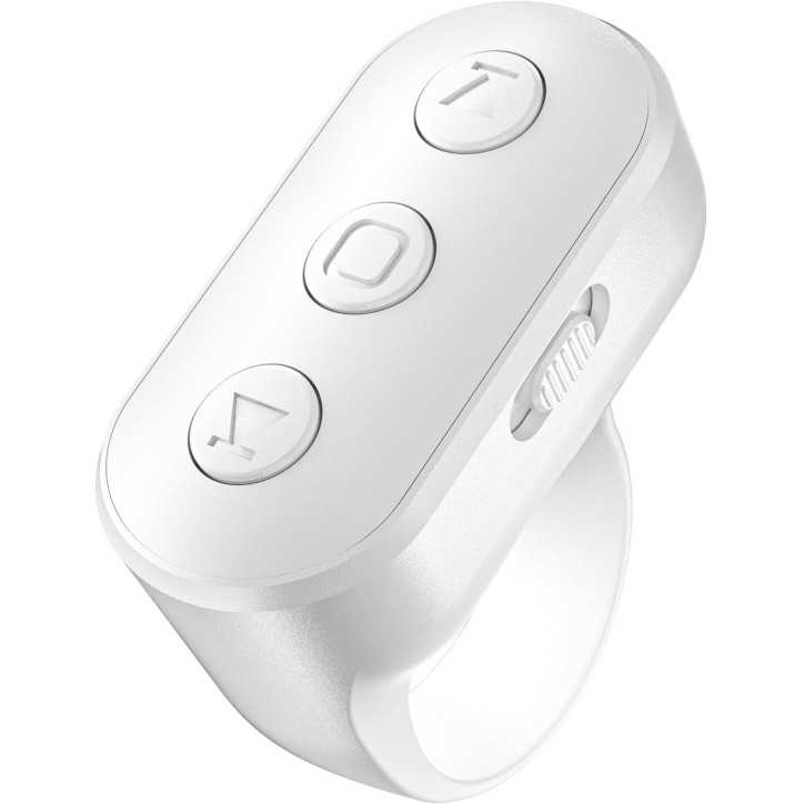 Télécommande Anneau Scroll Sans Fil pour TikTok, YouTube, IG Shorts - Compatible iPhone, iPad, Android (Blanc)