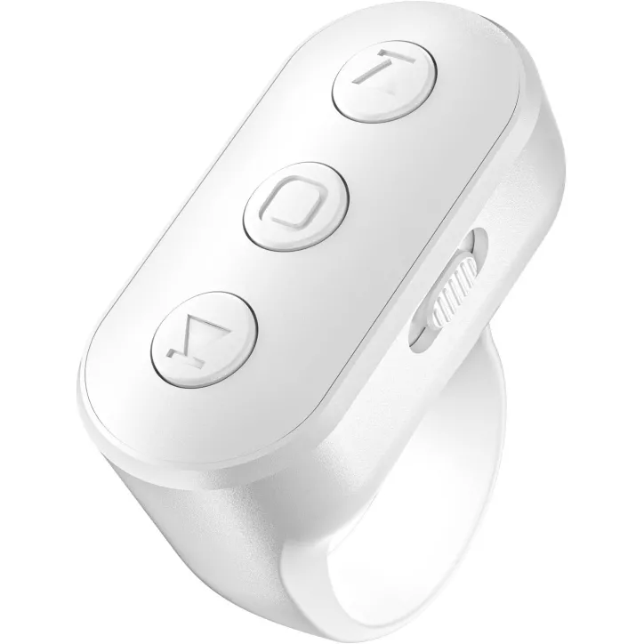 Télécommande Anneau Scroll Sans Fil pour TikTok, YouTube, IG Shorts - Compatible iPhone, iPad, Android (Blanc)
