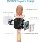 Microphone Karaoké Bluetooth BONAOK 3-en-1 Portable Rose Gold pour Fête et Smartphone PC