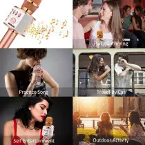 BONAOK Wireless Bluetooth Karaoke Microphone 3-in-1 Portable Mic