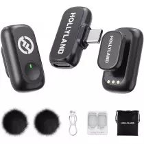 Hollyland Lark A1 Wireless Mic for iPhone & Android – Noise Cancel, 2TX