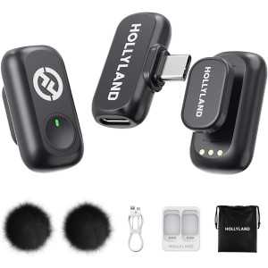 Hollyland Lark A1 Wireless Mic for iPhone & Android – Noise Cancel, 2TX