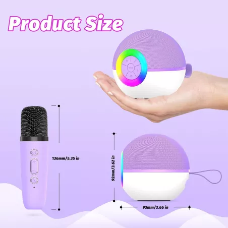 Mini Karaoké Bluetooth Goopow, Microphone Portable LED - Cadeau Enfant