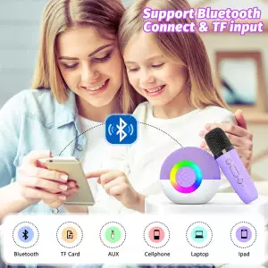 goopow Mini Karaoke Speaker with Bluetooth & LED Lights – Kids & Adults