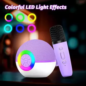 Mini Karaoké Bluetooth Goopow, Microphone Portable LED - Cadeau Enfant