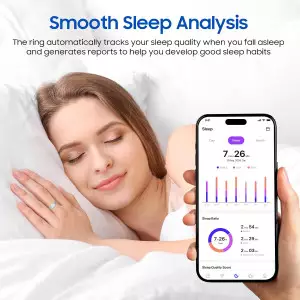 Smart Health Ring with Stress & Sleep Tracking, Waterproof, No Fee