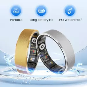 Smart Health Ring with Stress & Sleep Tracking, Waterproof, No Fee