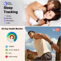 Fitness Tracker with Heart Rate, Step Counter & Sleep Monitor - Waterproof