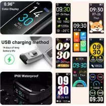 Fitness Tracker with Heart Rate, Step Counter & Sleep Monitor - Waterproof