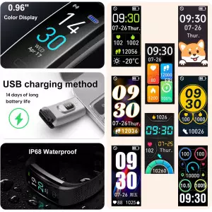 Fitness Tracker with Heart Rate, Step Counter & Sleep Monitor - Waterproof