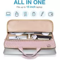 BAGSMART 15.6 Laptop Sleeve with Strap for MacBook Pro & More - Pink