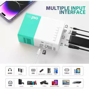 Mini Portable Outdoor LED Projector for Home Theater - Compatible with Smartphone & More