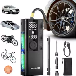 Airmoto Portable Tire Inflator - Digital Air Compressor with LED Light