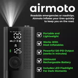 Airmoto Portable Tire Inflator - Digital Air Compressor with LED Light