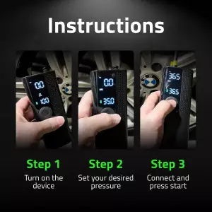 Airmoto Portable Tire Inflator - Digital Air Compressor with LED Light