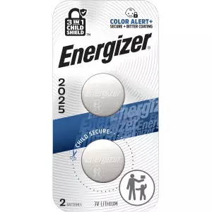 Energizer 2025 Lithium Coin Batteries 2 Pack with 3-in-1 Child Shield