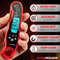Alpha Grillers Digital Meat Thermometer – Instant Read for Grilling Gifts