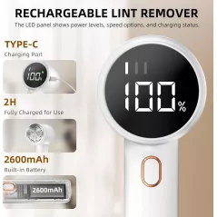 Rasoir à Tissu Électrique Rechargeable, Anti-Boulochage Portable avec 3 Vitesses et Écran LED