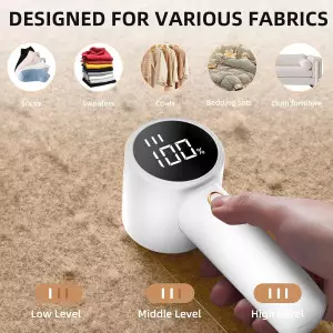 Rechargeable Fabric Shaver with LED Display - Lint Remover for Clothes & Furniture