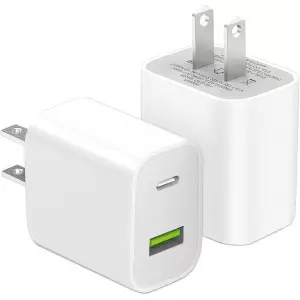 2 Pack 20W USB C Charger, Dual Port Fast Charging Adapter for iPhone & More