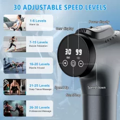 Pistolet de Massage Électrique 30 Vitesses - 9 Têtes, Profond