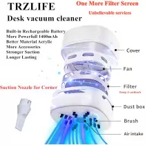Aspirateur de Bureau TRZLIFE Rechargeable – Mini et Durable